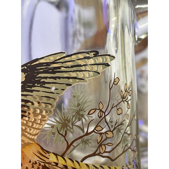 VTG Painted Glass 2 Beer Mugs Pheasant Grouse Hunting Game Birds MCM Man Cave - Picture 10 of 12
